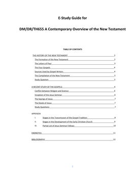 DM-DR-TH655: a Contemporary Overview of the New Testament