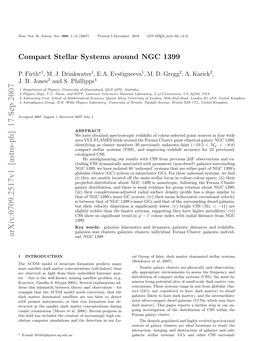 Compact Stellar Systems Around NGC 1399 3 and Drinkwater Et Al