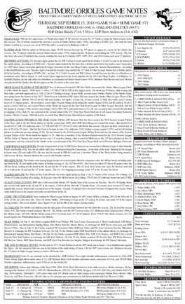 Baltimore Orioles Game Notes