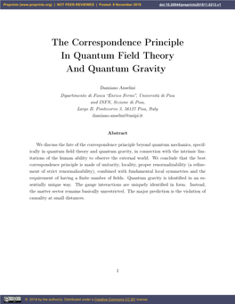 The Correspondence Principle in Quantum Field Theory and Quantum Gravity