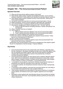 The Immunocompromised Patient – June 2018