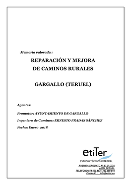 Reparación Y Mejora De Caminos Rurales Gargallo