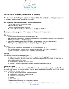 SPIDER PROGRAM (Kindergarten to Grade 5)