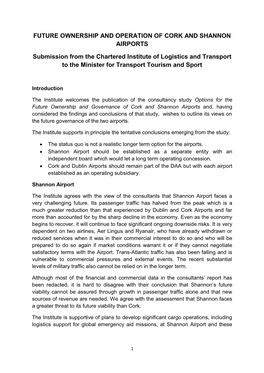 Public Consultation on the Future Ownership and Operation of Cork and Shannon Airports