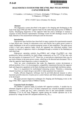 DIAGNOSTICS SYSTEM for the 67MJ, 50Kv PULSE POWER CAPACITOR BANK