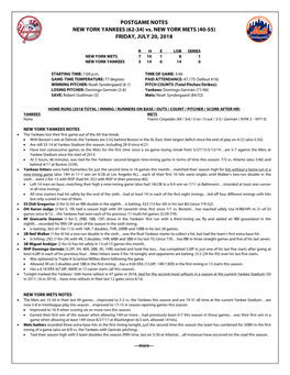 Post-Game Notes