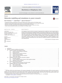 Molecular Modelling and Simulations in Cancer Research