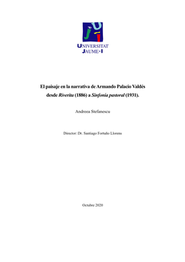 El Paisaje En La Narrativa De Armando Palacio Valdés Desde Riverita (1886) a Sinfonía Pastoral (1931)