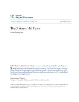 The G. Stanley Hall Papers, Separated for a Half- Century