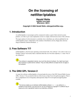 On the Licensing of Netfilter/Iptables