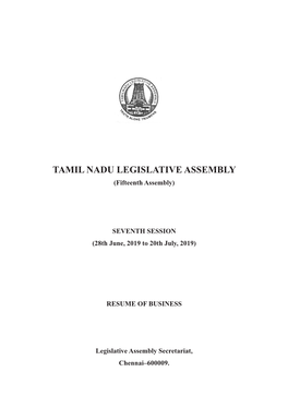 TAMIL NADU LEGISLATIVE ASSEMBLY (Fifteenth Assembly)