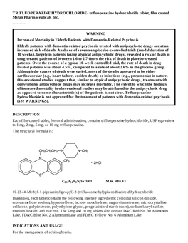 TRIFLUOPERAZINE HYDROCHLORIDE- Trifluoperazine Hydrochloride Tablet, Film Coated Mylan Pharmaceuticals Inc