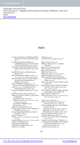 Kingship and Favoritism in the Spain of Philip III, 1598–1621 Antonio Feros Index More Information