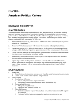 CHAPTER 4 American Political Culture