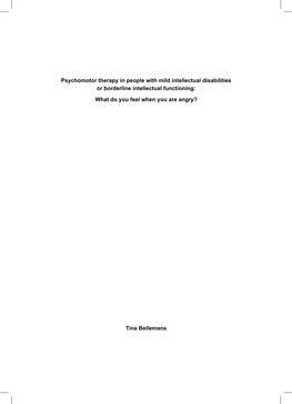 Psychomotor Therapy in People with Mild Intellectual Disabilities Or Borderline Intellectual Functioning: What Do You Feel When You Are Angry?