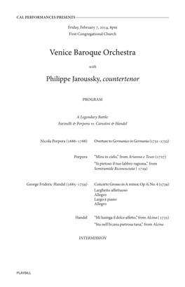Venice Baroque Orchestra with Philippe Jaroussky