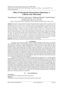 Effect of Therapeutic Ultrasound on Episiotomy: a Clinical Trial: Pilot Study