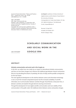 Scholarly Communication and Social Work