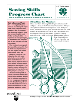 Sewing Skills Progress Chart