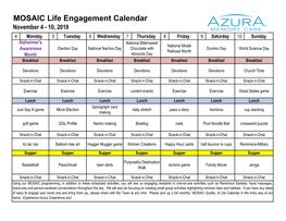 MOSAIC Life Engagement Calendar