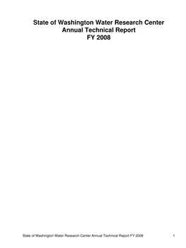 State of Washington Water Research Center Annual Technical Report FY 2008