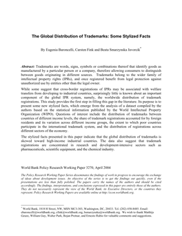 The Global Distribution of Trademarks: Some Stylized Facts