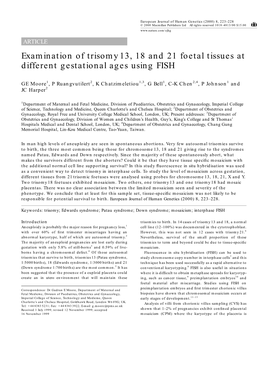 Examination of Trisomy 13, 18 and 21 Foetal Tissues at Different Gestational Ages Using FISH