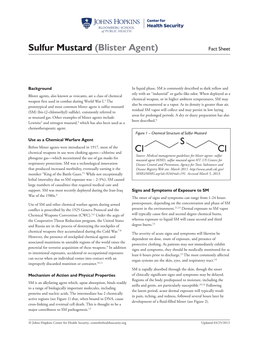 Sulfur Mustard (Blister Agent) Fact Sheet