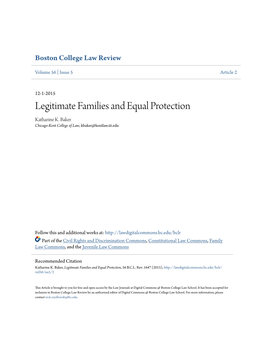 Legitimate Families and Equal Protection Katharine K