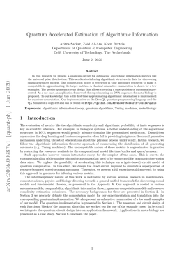 Arxiv:2006.00987V1 [Quant-Ph] 1 Jun 2020 Complexity Estimation Techniques