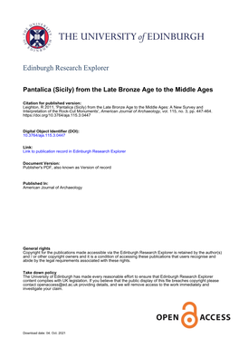 Pantalica (Sicily) from the Late Bronze Age to the Middle Ages