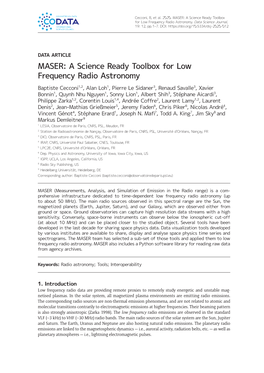 MASER: a Science Ready Toolbox for Low Frequency Radio Astronomy