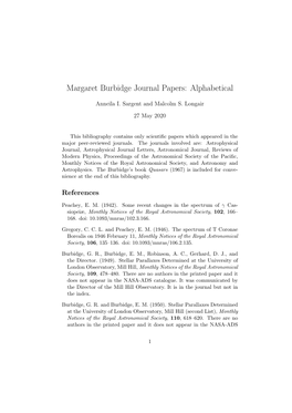 Margaret Burbidge Journal Papers: Alphabetical