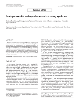Acute Pancreatitis and Superior Mesenteric Artery Syndrome