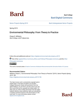 Environmental Philosophy: from Theory to Practice