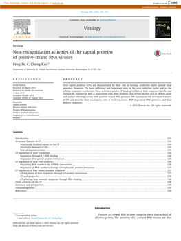 Non-Encapsidation Activities of the Capsid Proteins of Positive-Strand RNA Viruses