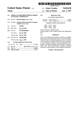 ||||||||III USOO5616618A United States Patent 19 11 Patent Number: 5,616,618 Takagi 45) Date of Patent: Apr