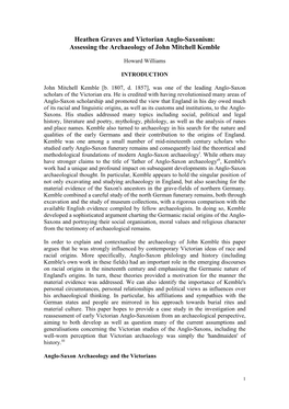 Heathen Graves and Victorian Anglo-Saxonism: Assessing the Archaeology of John Mitchell Kemble