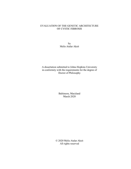 Evaluation of the Genetic Architecture of Cystic Fibrosis