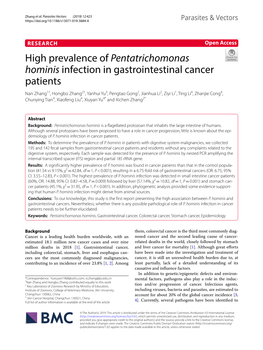 High Prevalence of Pentatrichomonas Hominis Infection in Gastrointestinal