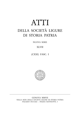 Della Società Ligure Di Storia Patria