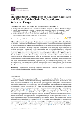 Mechanisms of Deamidation of Asparagine Residues and Effects Of