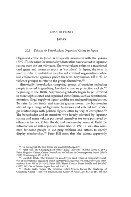 JAPAN 20.1 Yakuza & Boryokudan: Organised Crime in Japan Organised Crime in Japan Is Frequently Associated with the Yakuza (