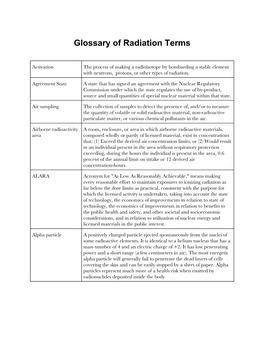 Glossary of Radiation Terms
