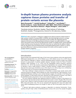 In-Depth Human Plasma Proteome Analysis Captures Tissue Proteins