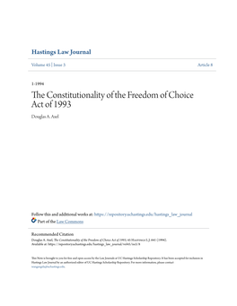 The Constitutionality of the Freedom of Choice Act of 1993, 45 Hastings L.J