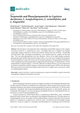 Terpenoids and Phenylpropanoids in Ligularia Duciformis, L. Kongkalingensis, L. Nelumbifolia, and L. Limprichtii