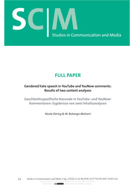 Gendered Hate Speech in Youtube and Younow Comments: Results of Two Content Analyses