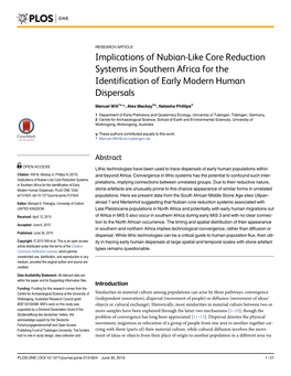 Implications of Nubian-Like Core Reduction Systems in Southern Africa for the Identification of Early Modern Human Dispersals