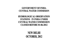 DETAILS of ORGANISATION WISE HYDROLOGICAL OBSERVATION STATIONS Closed Before 1Stjune, 2012